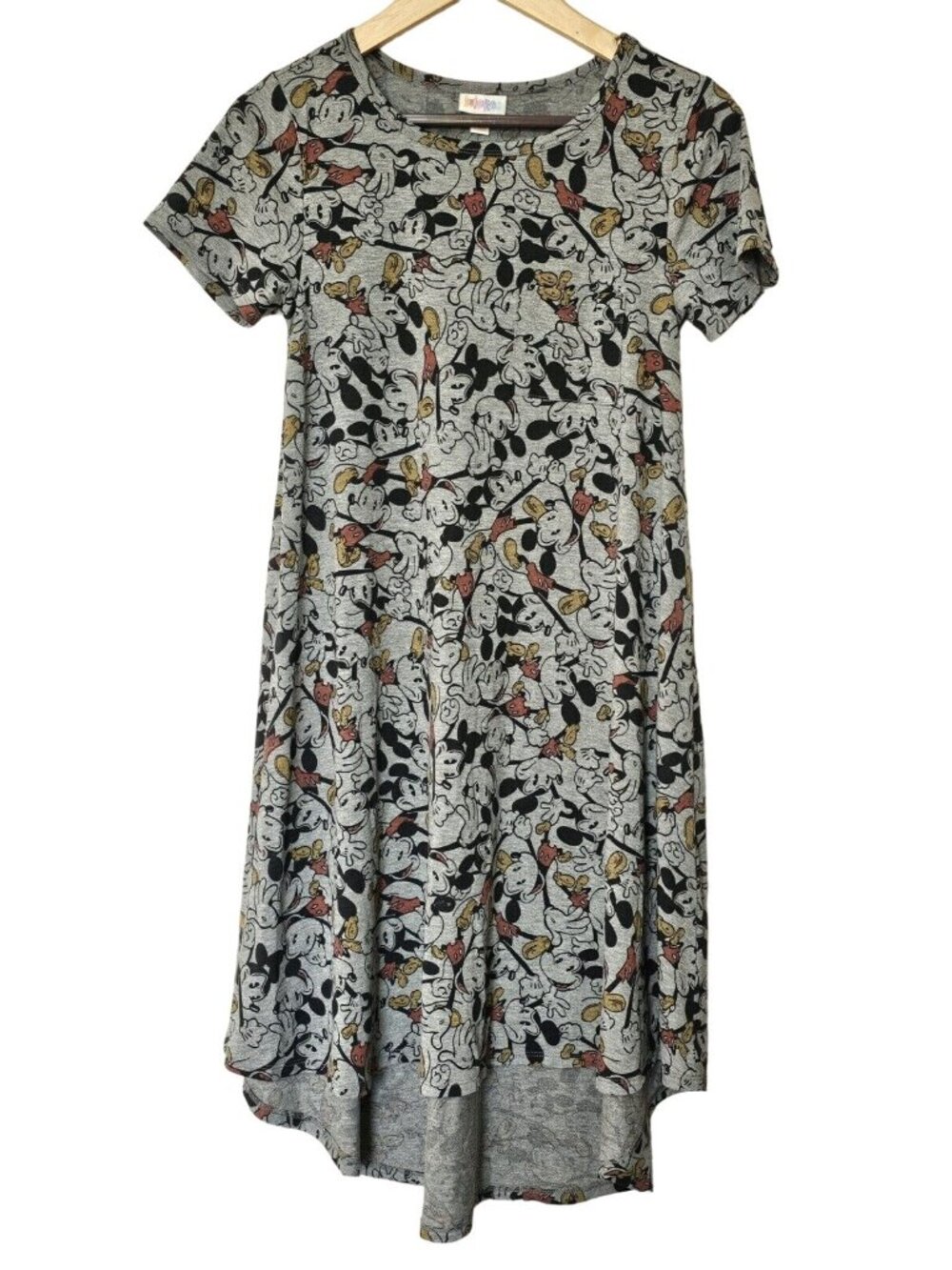 LuLaRoe Disney Women's Dress Size XXS Gray Carly Mickey Mouse Short Sleeve Dress
